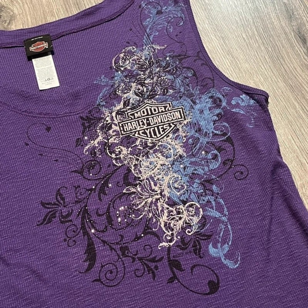 Harley Davidson Myrtle Beach Purple Rhinestone Tank Top Women's Large